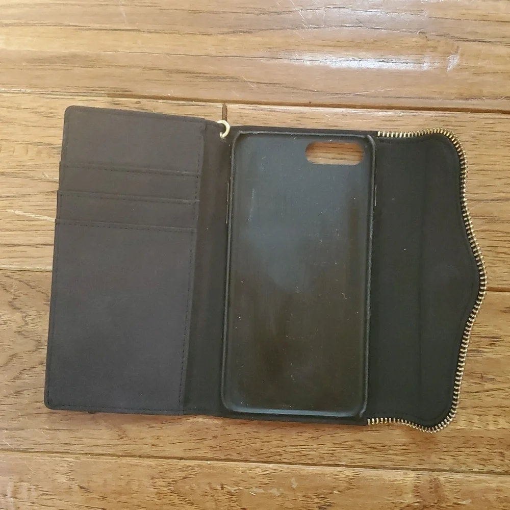 Rebecca Minkoff Black Phone Wristlet with Gold Accents